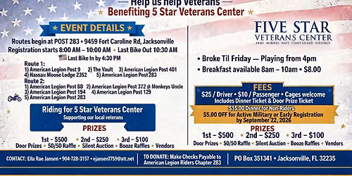 ALR 283 18th Annual Poker Run for 5 Star Veterans