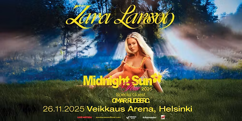 Zara Larsson (SE): Midnight Sun Tour, Veikkaus Arena 26.11.2025