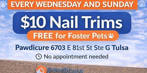 $10 Nail Trims - FREE for fosters (Dogs, Cats, Guinea Pigs, Rabbits & Ferrets welcome!)