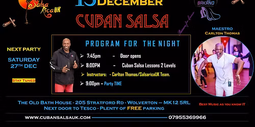 SalsaRicaUK December PARTY FT: Carlton Thomas