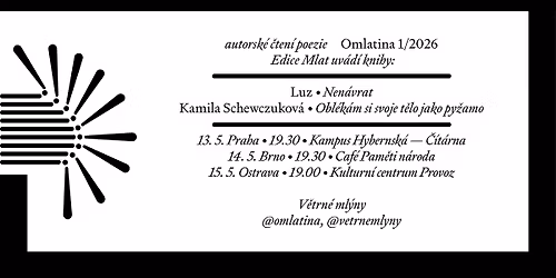 HYB4 \u010c\u00edt\u00e1rna: Omlatina: Luz a Kamila Schewczukova\u0301 (Praha)