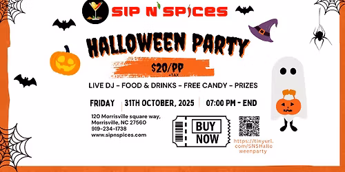 \ud83d\udc7b Sip N\u2019 Spices Halloween Party \u2013 DJ Night & Buffet!