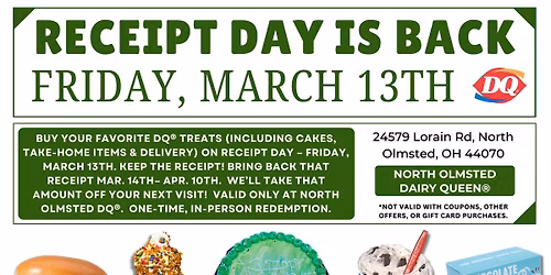 RECEIPT DAY at North Olmsted DQ\u00ae