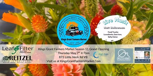 Grand Opening Kings Grant Farmers Market Season 11 -  5\/7\/26 4-7PM