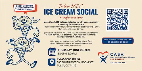 Ice Cream Social with Tulsa CASA (Learn About Volunteering!)