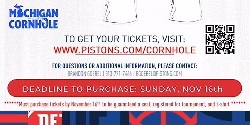 12th ANNUAL DETROIT PISTONS CORNHOLE TOURNAMENT
