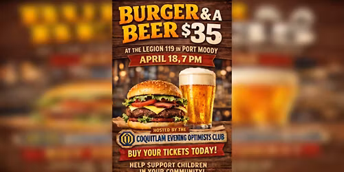 Optimist Burger & Beer Fundraiser $35