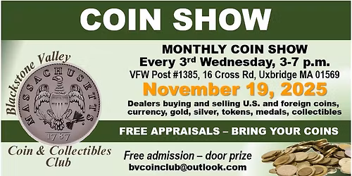 BVCCC Monthly Coin Show - November 2025