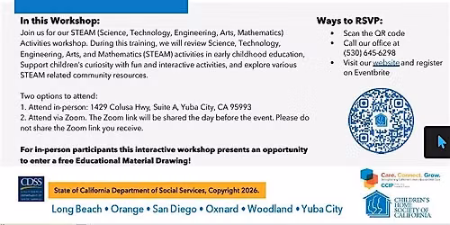 Parent\/Provider Workshop: STEAM Activities RR\/CCIP\/FFN YC In-Person