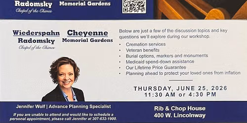 Advanced Planning Workshop.  Reservations required.