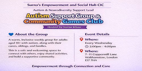 Autism Support Group & Community Games Club (Walthamstow)
