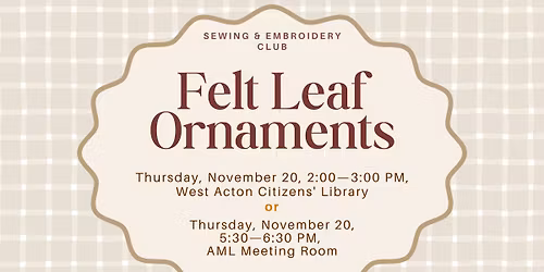 Sewing and Embroidery Club @ AML