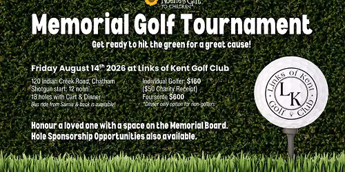 Noelle's Gift to Children Memorial Golf Tournament - Chatham Kent