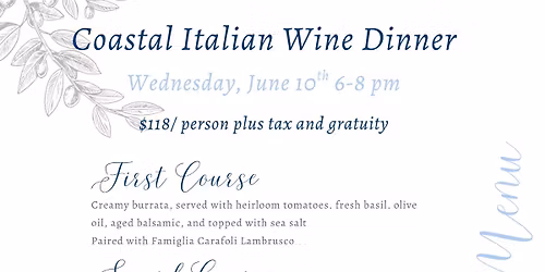 Coastal Italian Wine Dinner