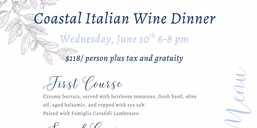 Coastal Italian Wine Dinner