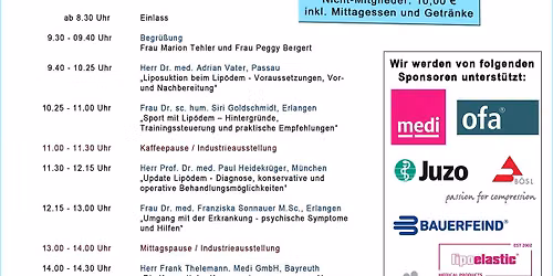25. Lipödemtag - ACHTUNG - Geändertes Programm