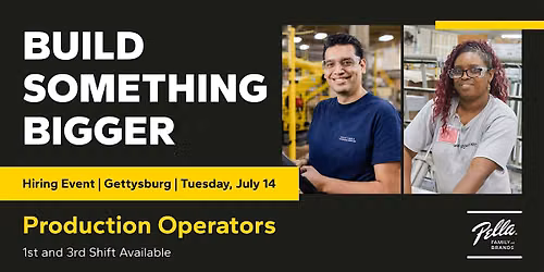 Pella Hiring Event: Production Operators