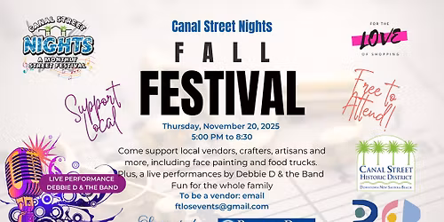 Canal Street Nights Fall Festival on November 20th