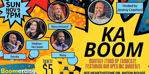 STAND UP COMEDY: KaBoom hosted by Jeremy Crawford w\/David Culotta, Jeff, Abs, & Dori Dimplez