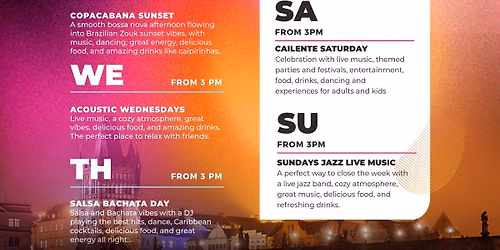 \ud83c\udfb8 TUESDAYS COPACABANA ACOUSTIC SUNSET \u2014 FREE OPEN AIR LIVE MUSIC AT ST\u0158ELECK\u00dd OSTROV! \ud83c\udf05\ud83c\udf34