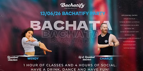 Bachatify: Saturday June 13th 2026 Party with Resident Teachers Wendy & Charlie