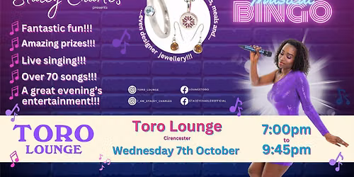 Midweek Musical Bingo at Toro Lounge (Cirencester, Gloucestershire) - Wednesday 7th October 7pm