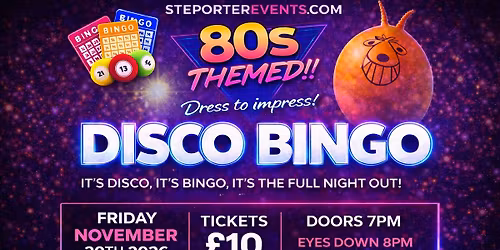 Ste Porter 80\u2019s Disco Bingo. 