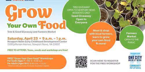 Grow Your Own Food Event- Workshop and Farmers Market with Tree and Seed Giveaway