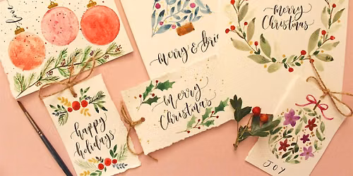 Christmas Watercolour Cards + Brush Lettering Workshop