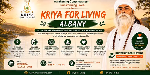 Kriya for living with Energy healing| Breathwork| meditation| at  ALBANY with Yogi Bishwanath