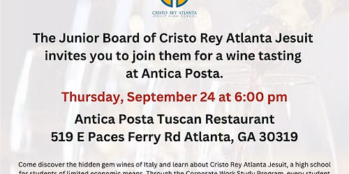 Wine Tasting to Benefit Cristo Rey Atlanta Jesuit School