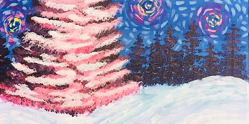 $15 Bottomless Mimosas | Christmas Starry Night In Blush Paint and Sip Class