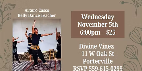 Egyptian Belly Dancing with Arturo Cost $25