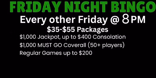 Friday Night Bingo at Broadway Pizza