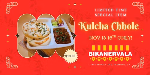 Kulcha Chhole Fest at Bikanervala Fremont