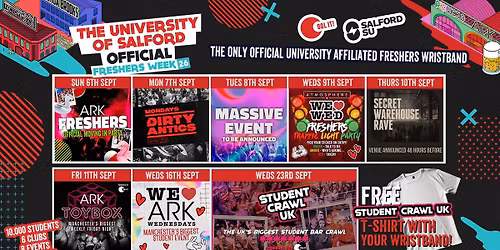SALFORD UNIVERSITY - OFFICIAL - All Access Freshers Wristband 2026 \ud83c\udf9f\ufe0f 