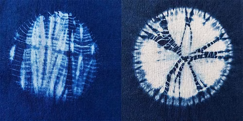 Makiage & Guntai (stitching and binding) shibori resist dyeing with indigo