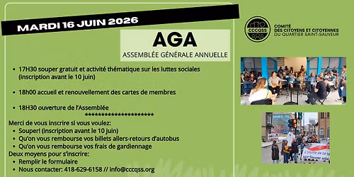 Assembl\u00e9e g\u00e9n\u00e9rale annuelle du CCCQSS