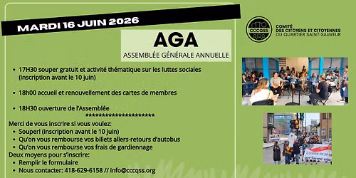 Assembl\u00e9e g\u00e9n\u00e9rale annuelle du CCCQSS
