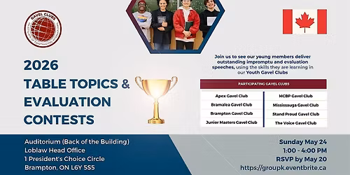 Group K Gavel Clubs Table Topics and Evaluation Speech Contests