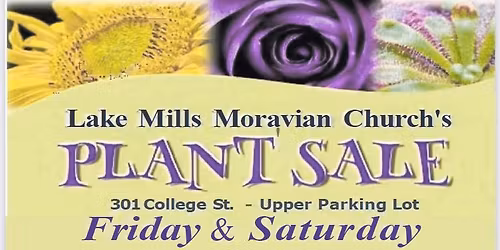 Lake Mills Moravian Church Plant Sale, Brat Sale And Rummage Sale!