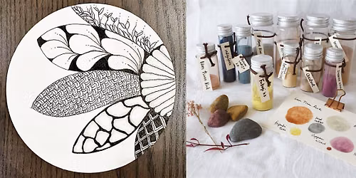 Zentangle Drawing with Handmade Plant Colours