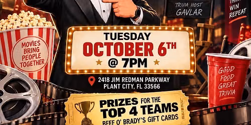 Movie Trivia at Beef O Brady\u2019s plant city