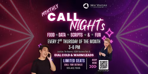 Monthly Call Night with New Venture Escrow