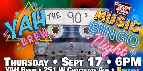 90s Music Bingo at YAH Brew - Hershey