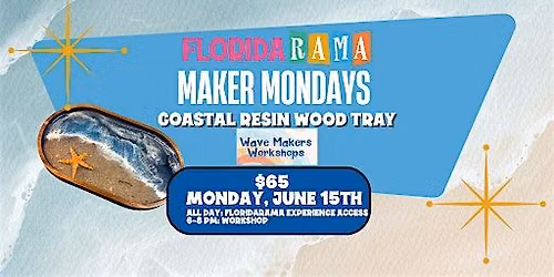 Coastal Resin Wood Tray with Wave Makers Workshops