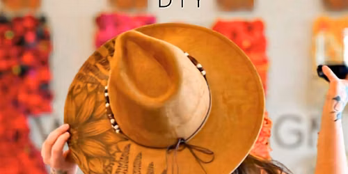 Vegan Suede Flat Brim Hat Stencil Burning Workshop