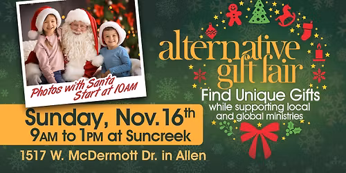 Christmas Shopping and Photos with Santa - Suncreek's Alternative Gift Fair in Allen