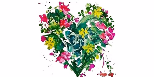 Acrylic and Mixed Media Floral Heart