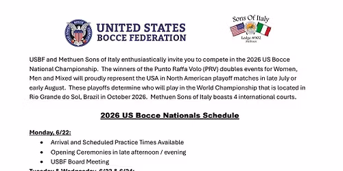 2026 US Bocce National Championship
